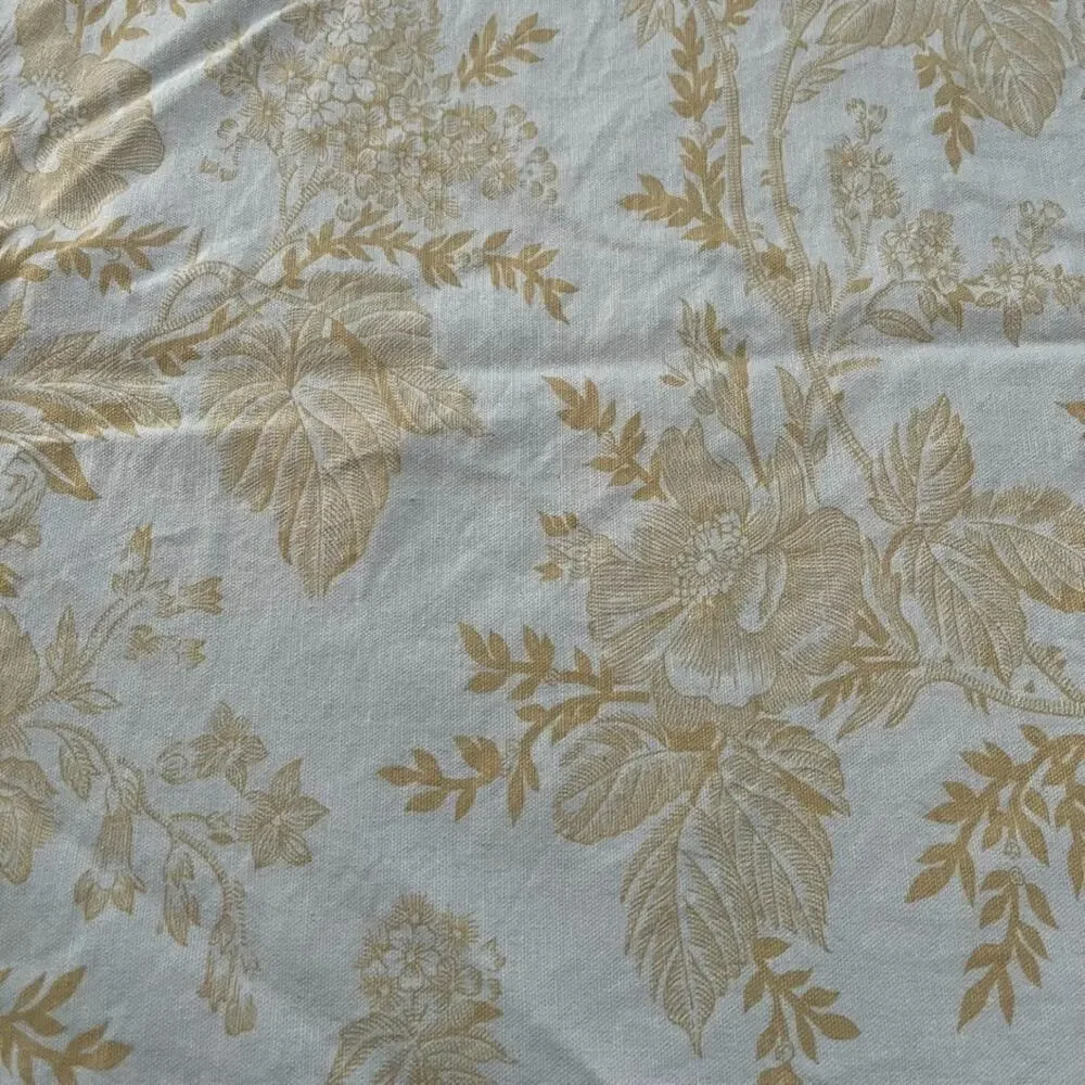 Restoration Hardware Golden Yellow Shower Curtain Cotton Floral Toile Damask